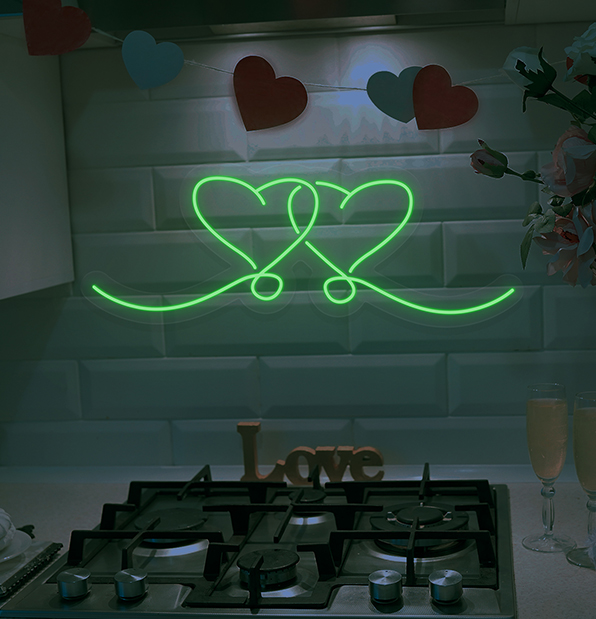 Double Heart Neon Sign